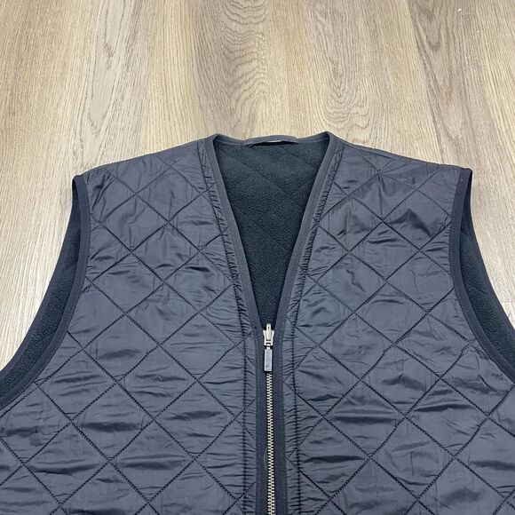 Barbour Vest Mens XL Black Polarquilt Waistcoat Zip In Liner Quilted Fleece D232 - Picture 2 of 14